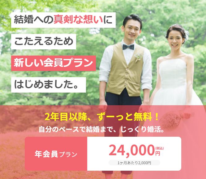 婚活アプリ、ブライダルネットの年会員プランの説明画像